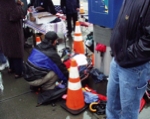 The pile of umbrellas