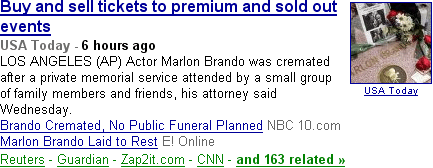 Tickets to Brando's cremation?