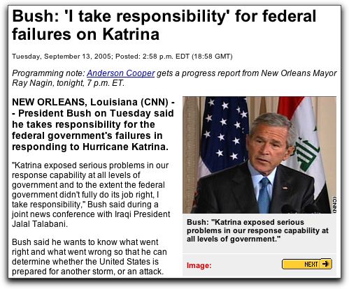 Bush Takes Responsibility