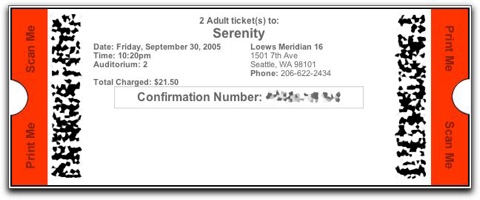 Serenity Tickets