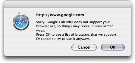 Google Calendar in Safari