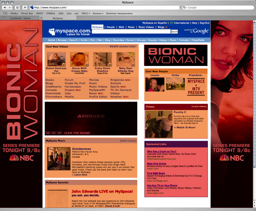 MySpace Front Page