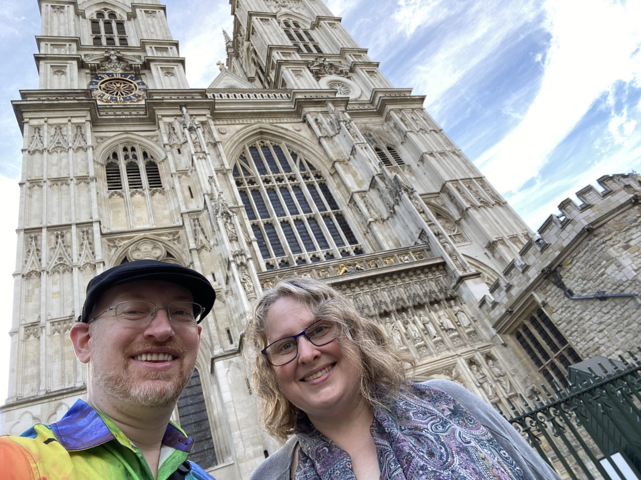 My wife and I outside Westminster Abbey.