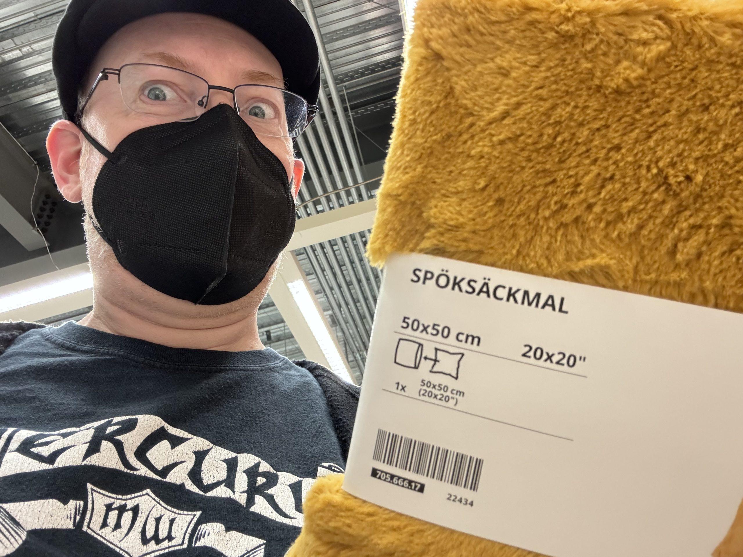 Me in IKEA, with a rather alarmed expression under my mask.